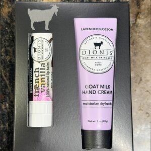 Dionis Lavender Blossom Goat Milk Hand Cream and French Vanilla Lip Balm Set